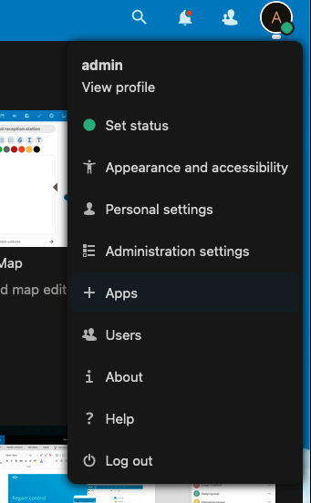 Access the Nextcloud administrator profile again