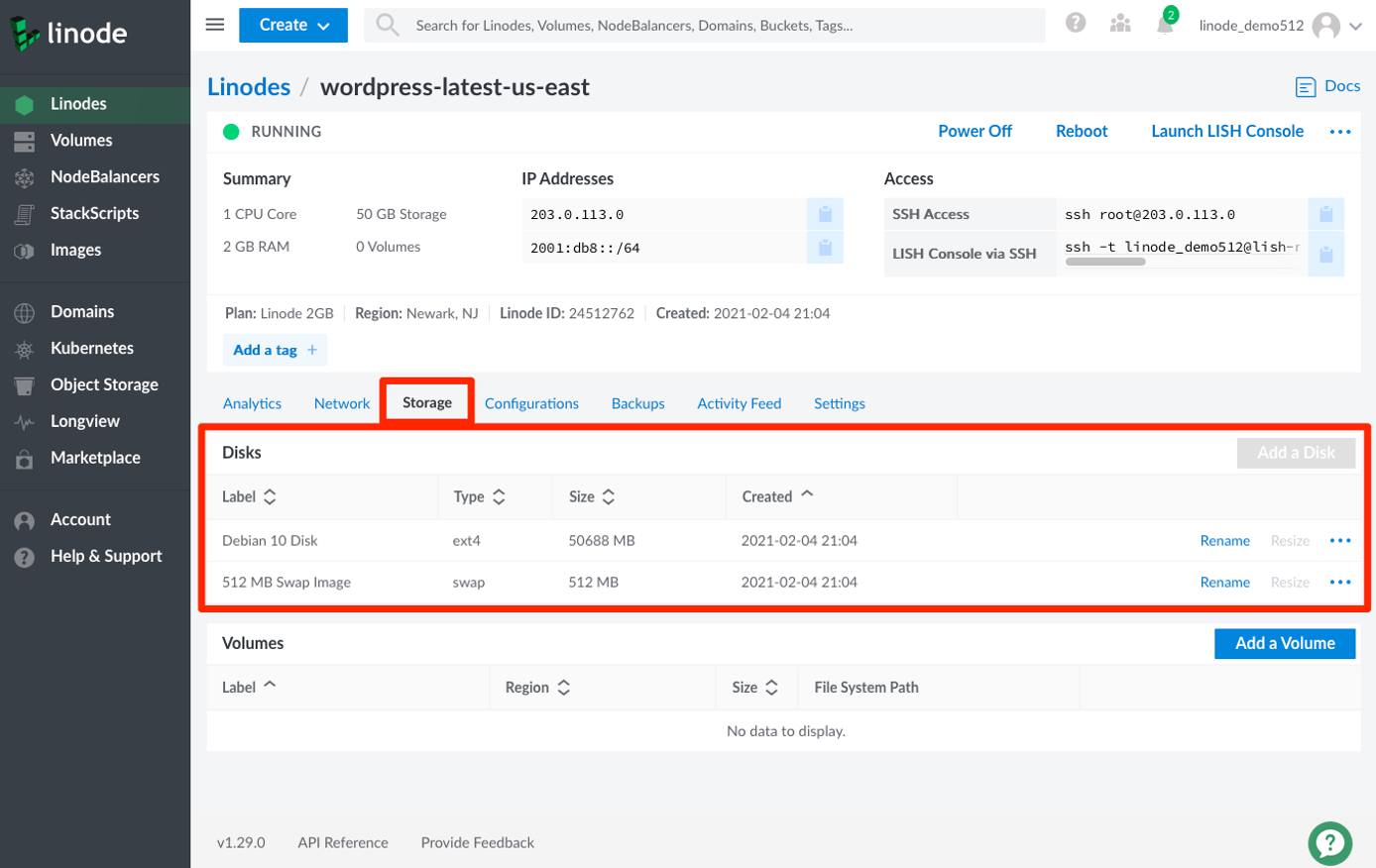 Location of Cloud Manager Disks